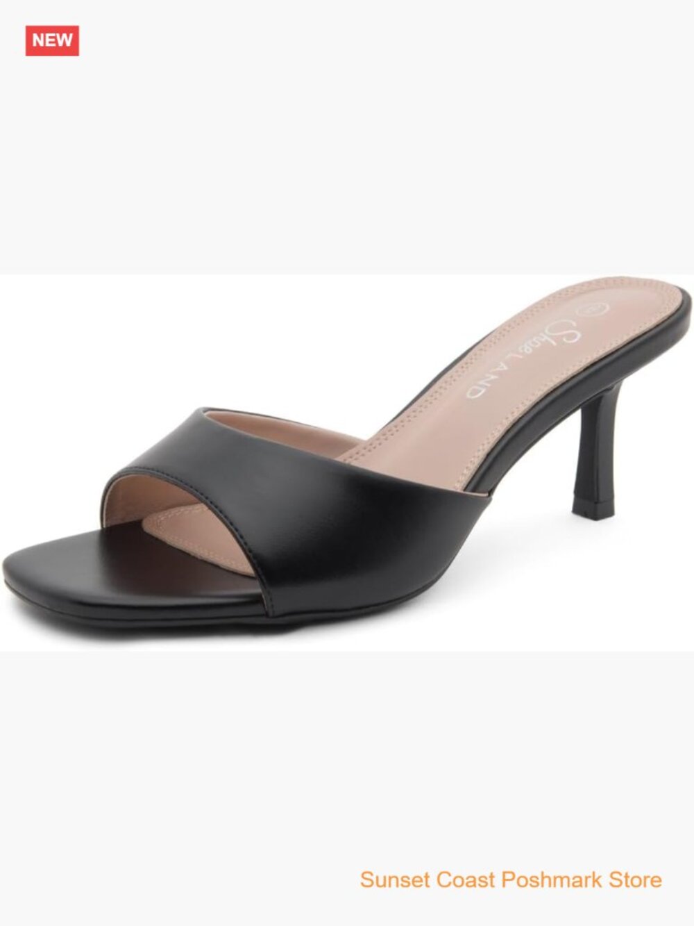 Women's Low Heel Stiletto Slide Sandals Open Toe Mules Dressy Heels for Party